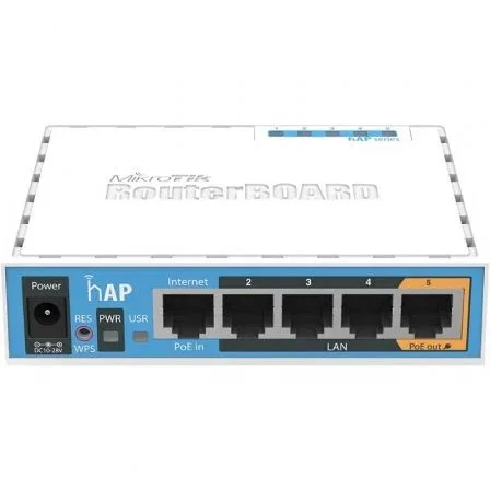 Mikrotik RB951Ui-2nD hAP - Router Inalámbrico 5 Puertos Ethernet 10/100 con PoE Pasivo Entrada/Salida y WiFi 4 (802.11b/g/n) de 300 Mbps - RB951UI-2ND Mikrotik RB951Ui-2nD hAP - Router Inalámbrico 5 Puertos Ethernet 10/100 con PoE Pasivo Entrada/Salida y WiFi 4 (802.11b/g/n) de 300 Mbps - RB951UI-2ND